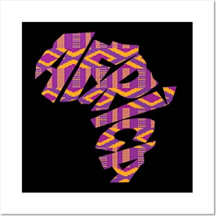 Africa Map with Kente Pattern, African Style Posters and Art